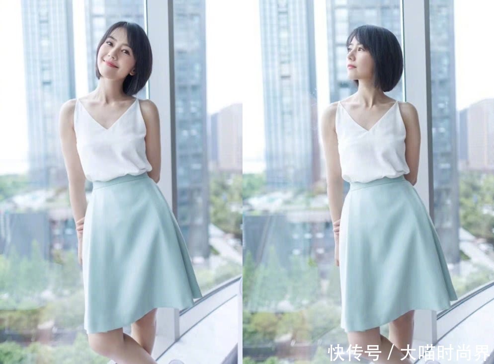 国民女神高圆圆太惊艳了,穿露肩蓝裙优雅动人,仍是初恋模样!