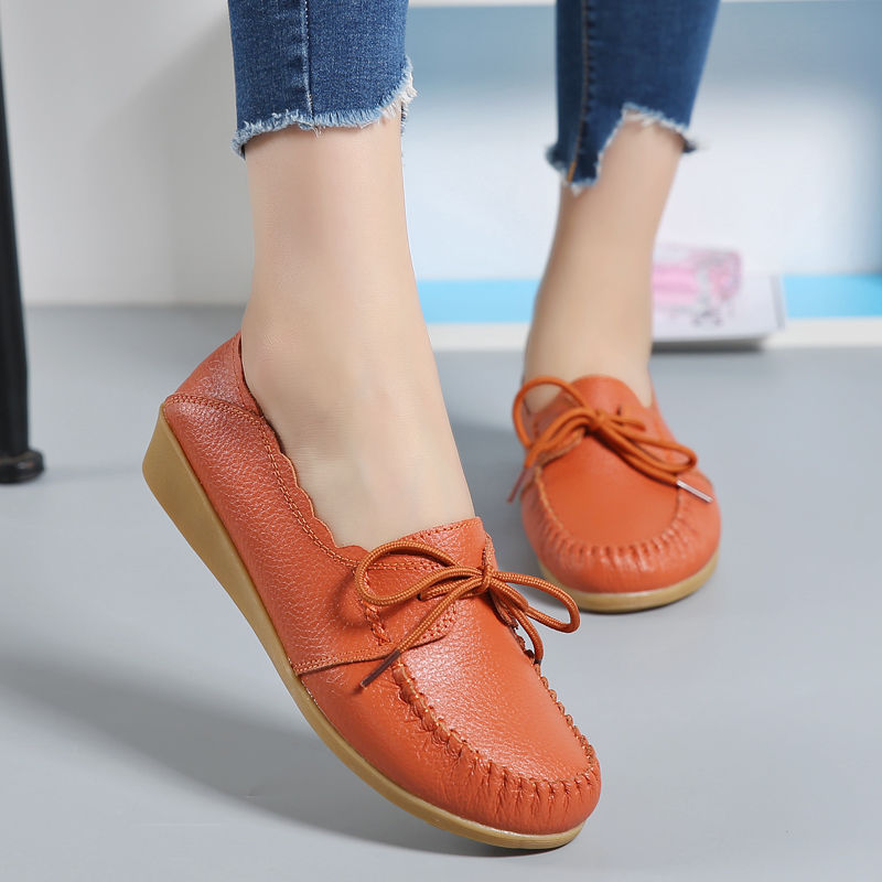 简单舒适的纯皮瓢鞋，最适合妈妈跳舞穿了，百搭不累脚