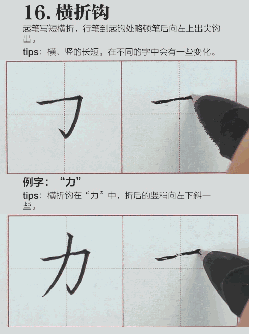  『笔画』32种硬笔楷书基本笔画，手把手教你学（动图）