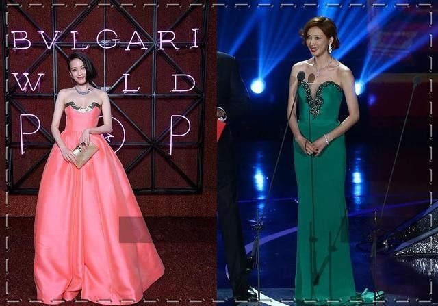 当林志玲穿抹胸裙遇上舒淇，才知道原来性感和妩媚完全不是一回事