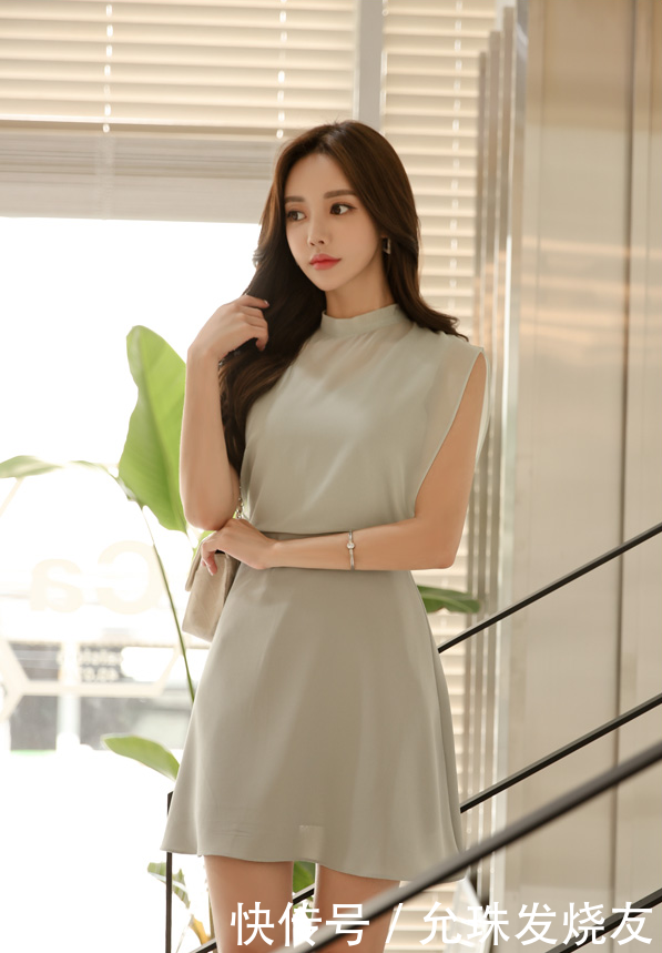 孙允珠清新抹茶羊脂凝浆雪纺裙