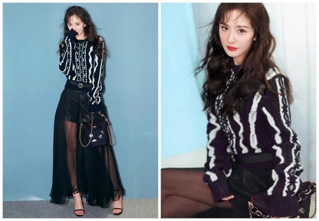 杨幂晒新照，穿这裙子显得好高挑，身材真好！