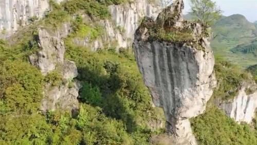 云南的一处“奇石”景观，屹立悬崖千万年不倒，走近才看见秘密