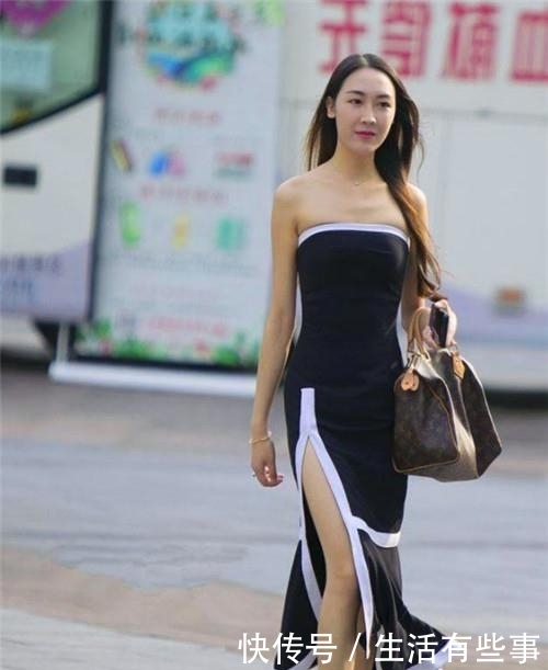  「小姐姐」街拍：身材圆润的小姐姐，大长腿十分亮眼，让人难忘