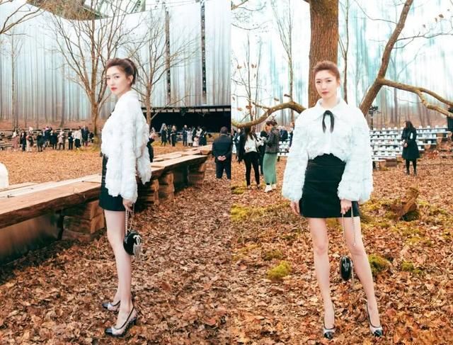 江疏影太惊艳了！一步裙配高跟鞋踩枫叶，网友：大长腿藏不住！