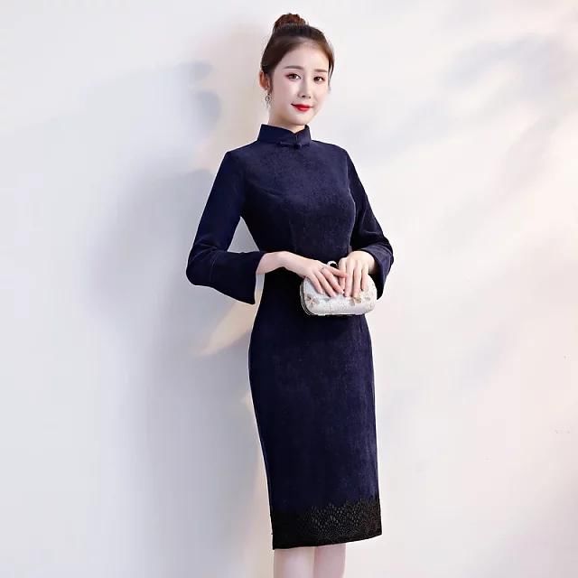 时尚有你,保暖灯芯绒旗袍,给你想要的甜美范儿!