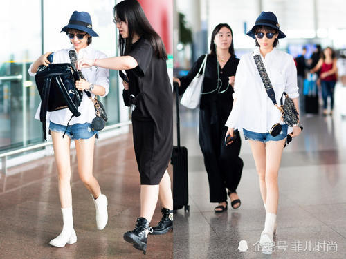 王子文穿短裤现机场，不想却被包包外的小包抢镜，网友：这叫潮流