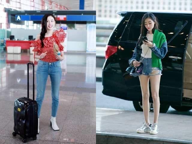 张天爱里面只穿一件裹胸,搭配瑜伽裤就敢往机场跑,这身材我服了