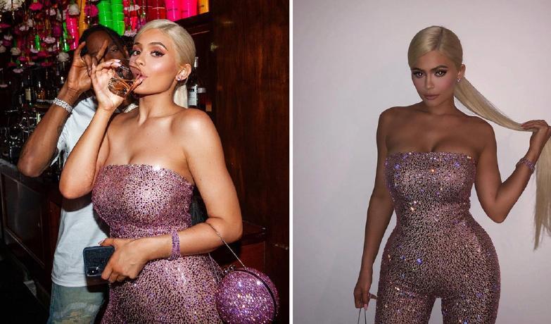 凯莉·詹娜穿露肩礼服过生日,蝴蝶背抢镜,怪不得她爱穿露背装