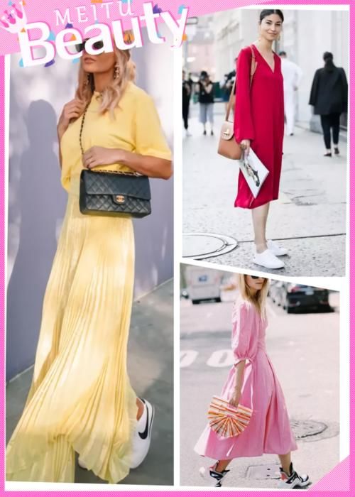 【傻傻】穿裙子别再傻傻配高跟鞋了,现在流行这样搭,今年最chic造型