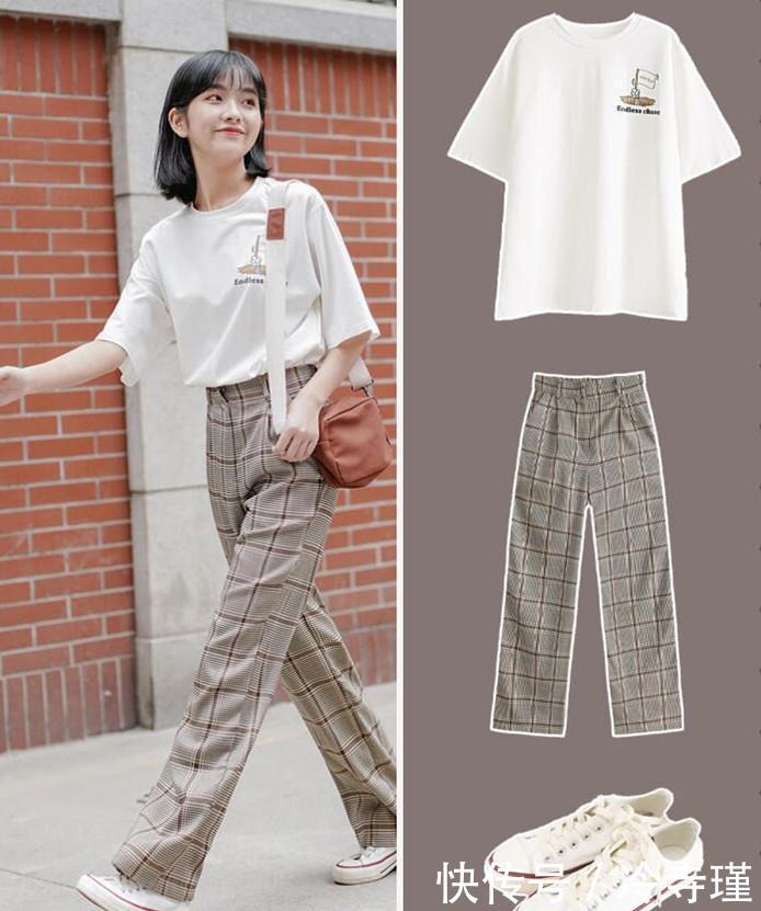 『T恤』好穿又简约的学生党穿搭,清新减龄有活力,打造可盐可甜青春少女
