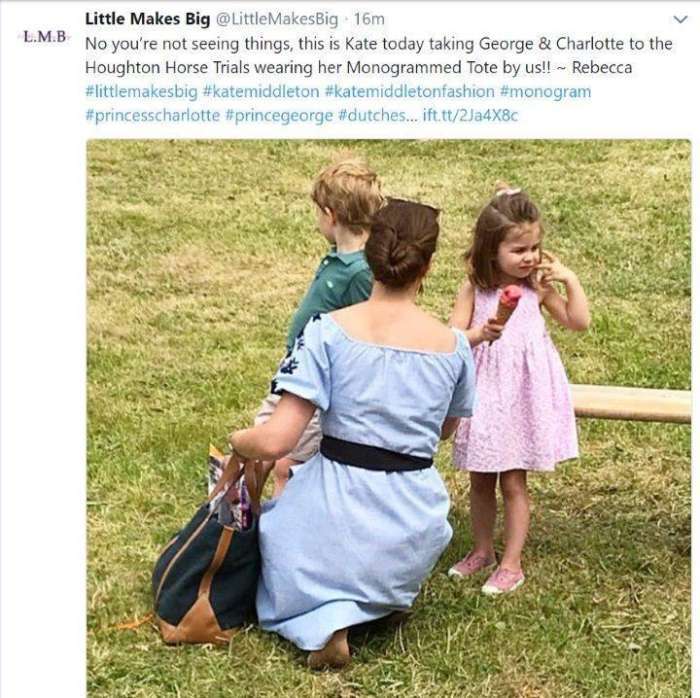 凯特王妃带儿女郊游, 小公主吃着冰激凌, 小王子扭头看远方