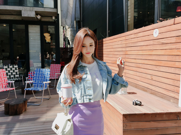 女神孙允珠，香芋蜜柚芭莎丽人娇甜牛仔装