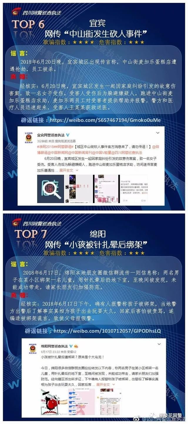 净网2018四川网警半月辟谣