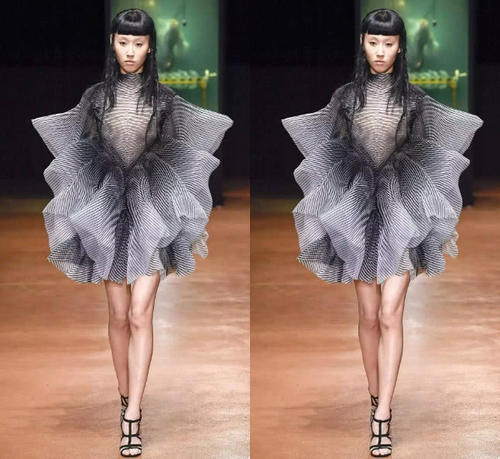 模特穿上3D打印的裙子,人生路像是开挂了一样,网友:时尚界的海鲜!