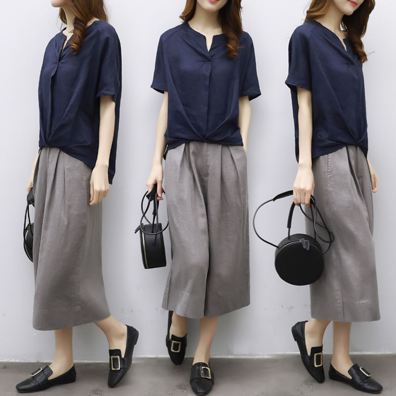 刚上架就卖疯的阔腿裤套装，比裙子方便，比短裤优雅，超美嫩