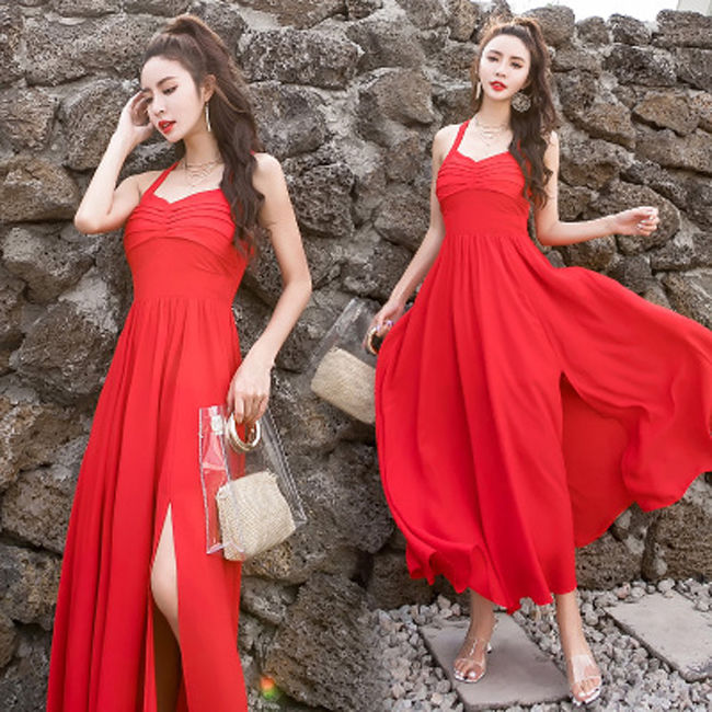 我的天~忒好看了!老婆居然买这种露背沙滩裙，穿上又白又嫩