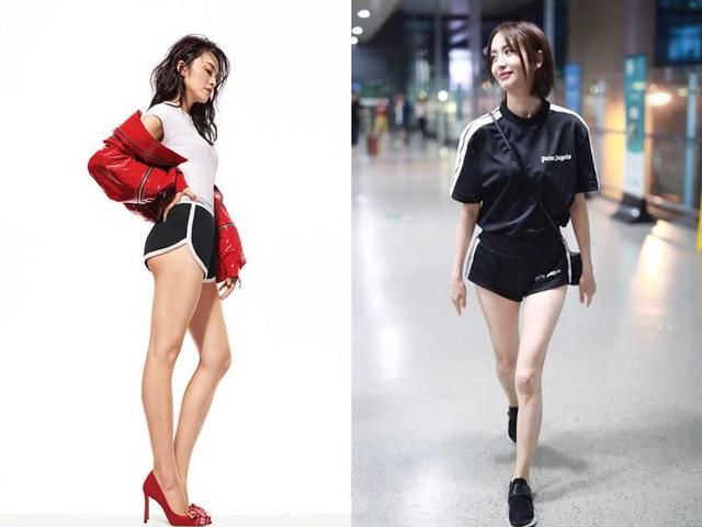 辣妈姚晨佟丽娅，同穿运动短裤秀身材，蜜桃臀战胜大长腿？