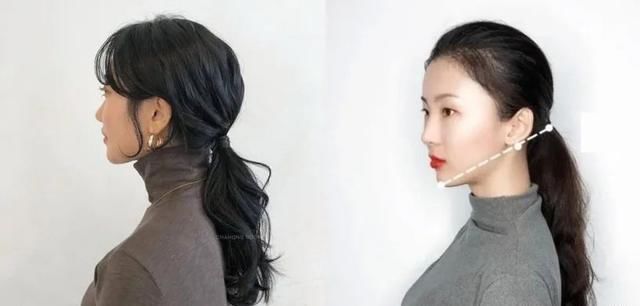  分享@发型分享不同脸型马尾位置，圆脸、方脸这样绑最瘦小脸