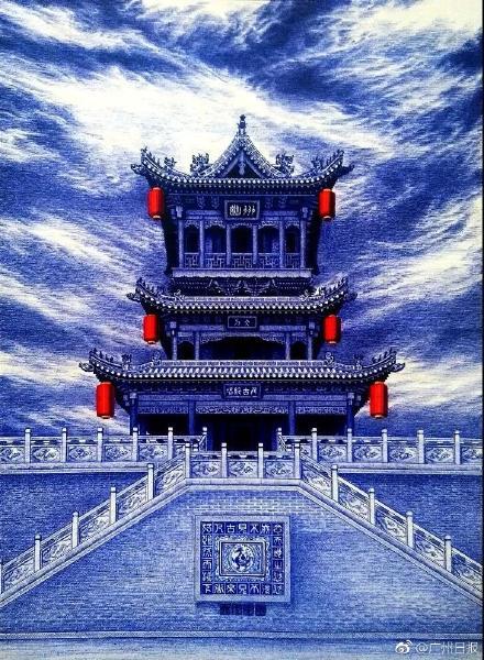 农村小伙自称“道系”青年：用钢笔画惊艳了旧时光