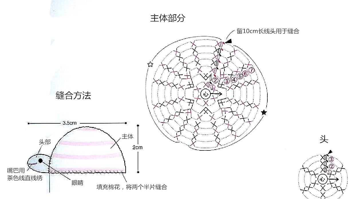  [照图解钩织]海洋生物你喜欢吗？蕾丝线钩几个戴身上也不错