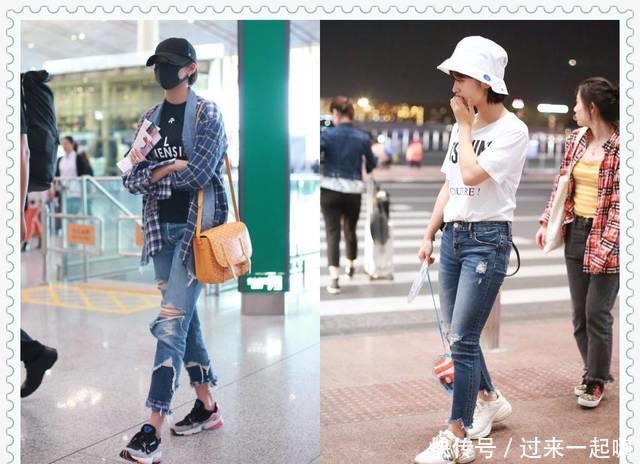 同样是90斤的关晓彤和沈月同穿牛仔裤，差别简直天壤之别！