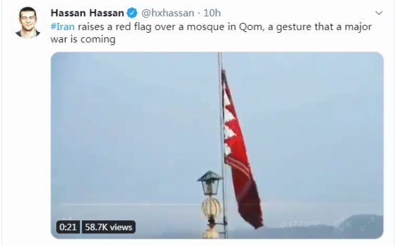伊朗清真寺升复仇红旗