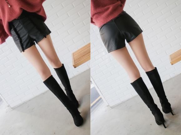 时尚短裙搭配皮靴，性感的魅力让人着迷