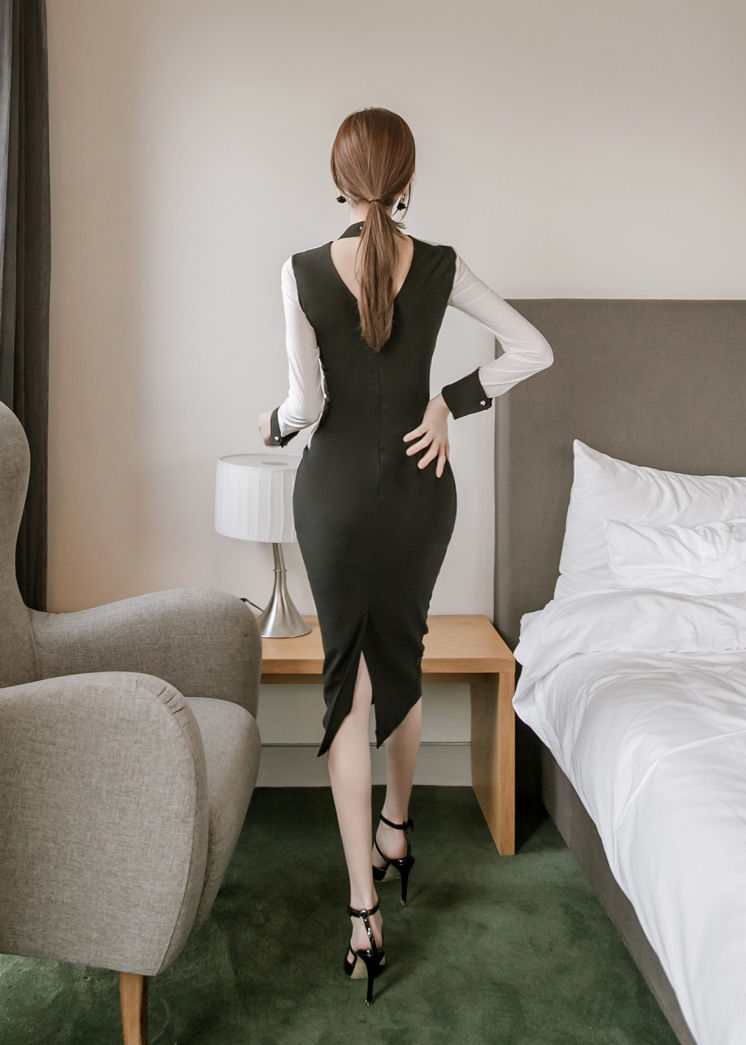 独爱加鲁查黑白过膝美裙