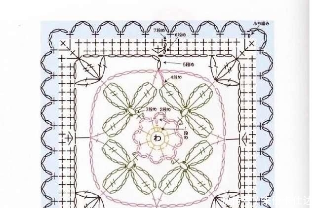 『钩针』多款四边形钩针花片,都有图解说明,喜欢就拿走