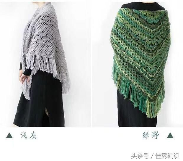 钩针编织教程图解 网红经典段染色三角形钩针披肩围巾大全 美极了
