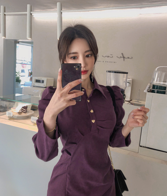 # 色彩#尝试不一样的色彩, 美丽至极,紫色衬衫连衣裙,