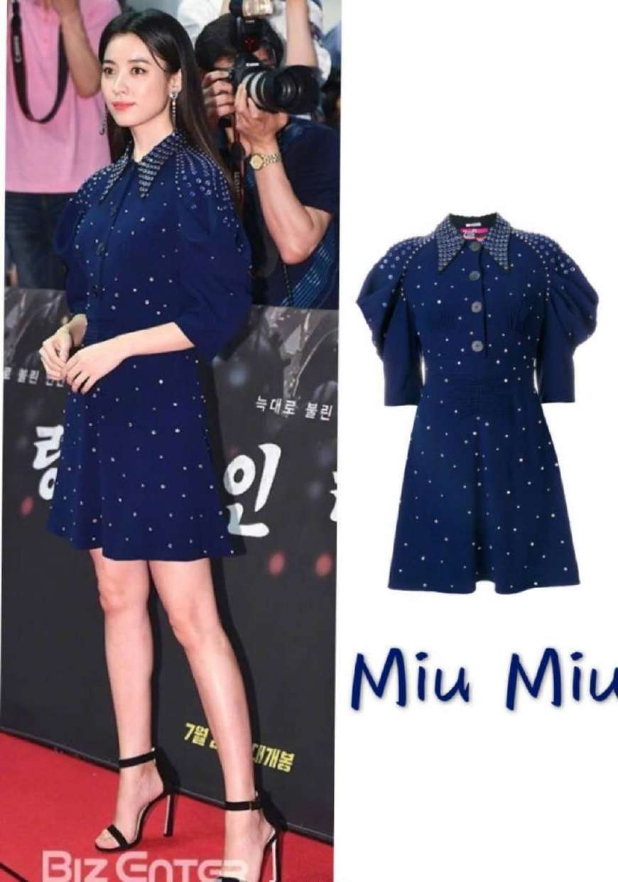 31岁韩孝周撞衫21岁张雪迎,同穿铆钉连衣裙,网友:张雪迎险胜