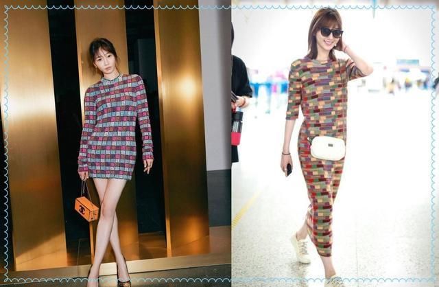 当白百何与毛晓彤同穿针织格纹裙,才知道保守和豪放差距有多么大