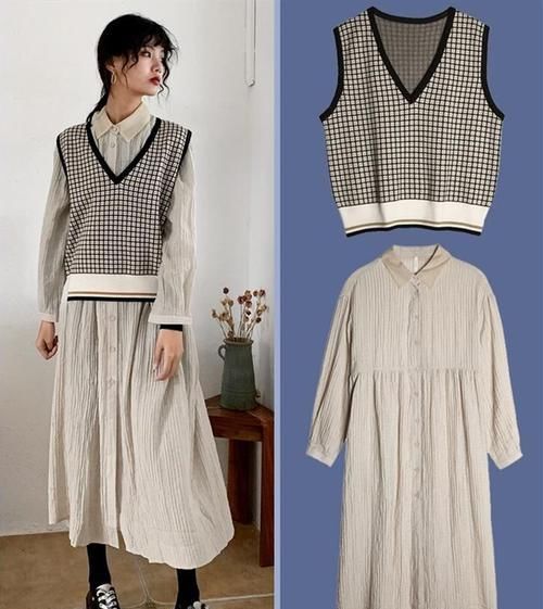  学院：春季针织马甲叠穿法，文艺复古精致又洋气，打造出超减龄的学院风