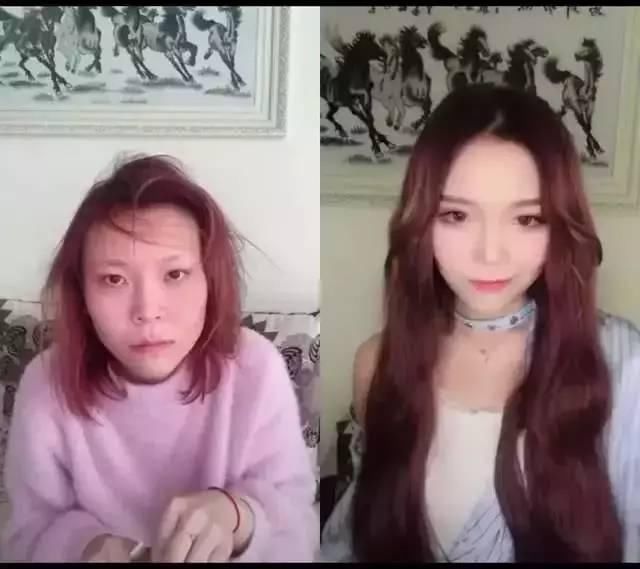 “夜店女王”回家卸妆前后对比照，果然不化妆的女人不是好女人