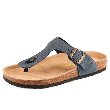 轻盈贴脚，考克英伦迷彩牛仔布软木拖鞋2双29元