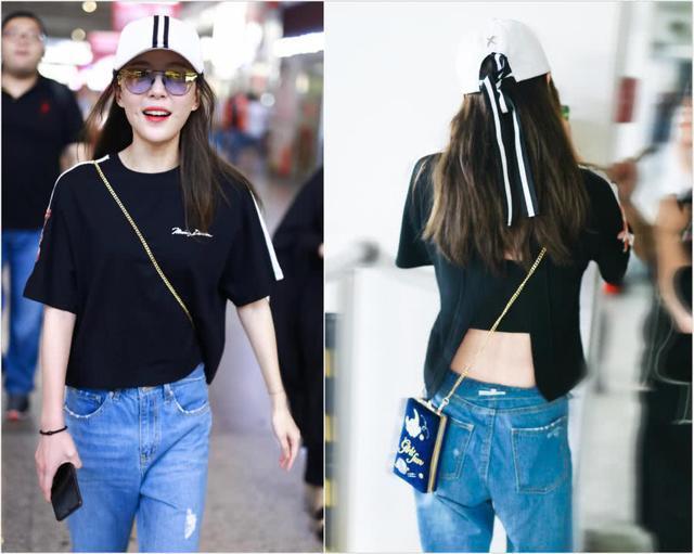 李金铭的T恤后背消失，却搭了件裹胸，网友：没超模的胆不如不穿