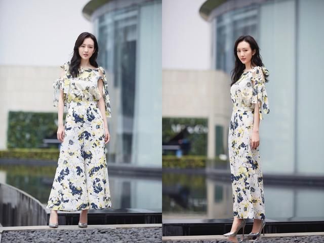 王鸥难得潮流一回，却把印花阔腿裤穿成了裙子，网友：腿长的优势