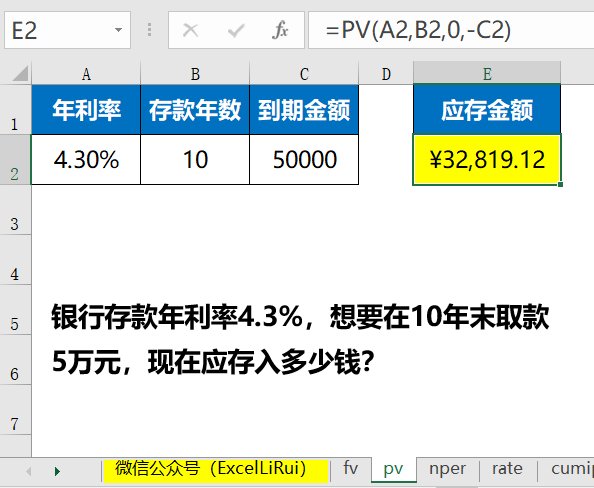 Excel财务函数fv,pv,nper,rate,cumipmt,