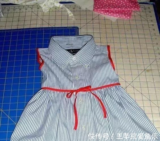 【太会】这妈妈太会省了,去年的旧衬衫改成了孩子的连衣裙,DIY旧物改造