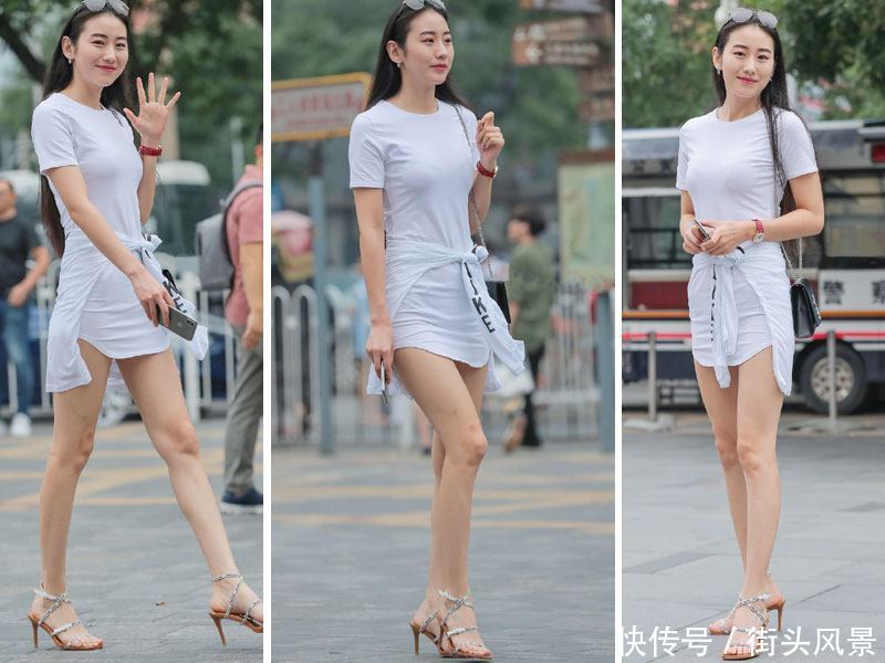 长款T恤,这样穿搭很有范,不仅显腿长而且还防走光!