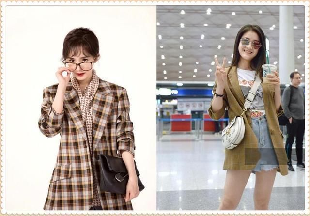 看了21岁张雪迎格子西装，再看31岁杨幂，终于见识到真正的少女感