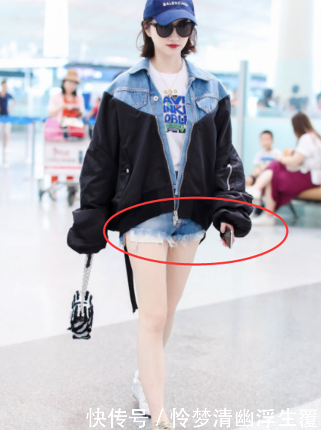 景甜胆真大！为秀长腿穿“巴掌大”短裤走机场
