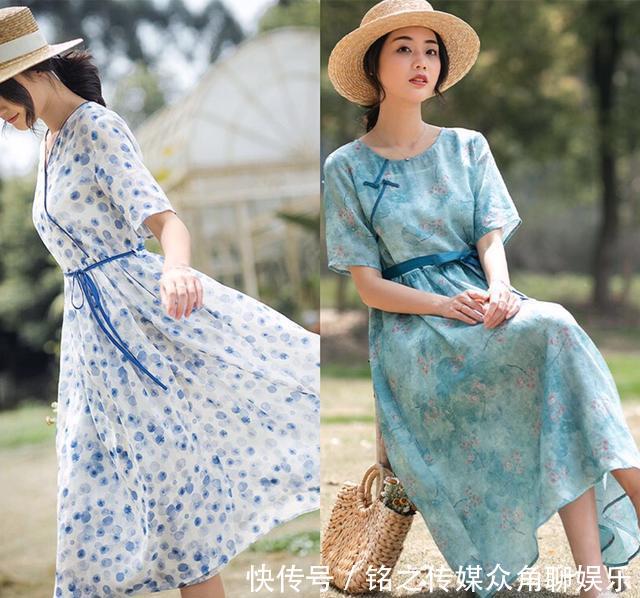  『古典美』不出意外！一条棉麻连衣裙纯净美好，春天穿上舒适又自然