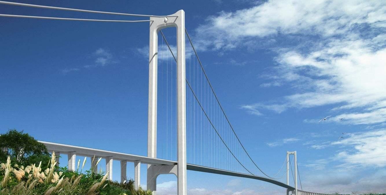 长约■江苏在建的一条长江大桥,长约5公里,双向6车道,预计2024年建成