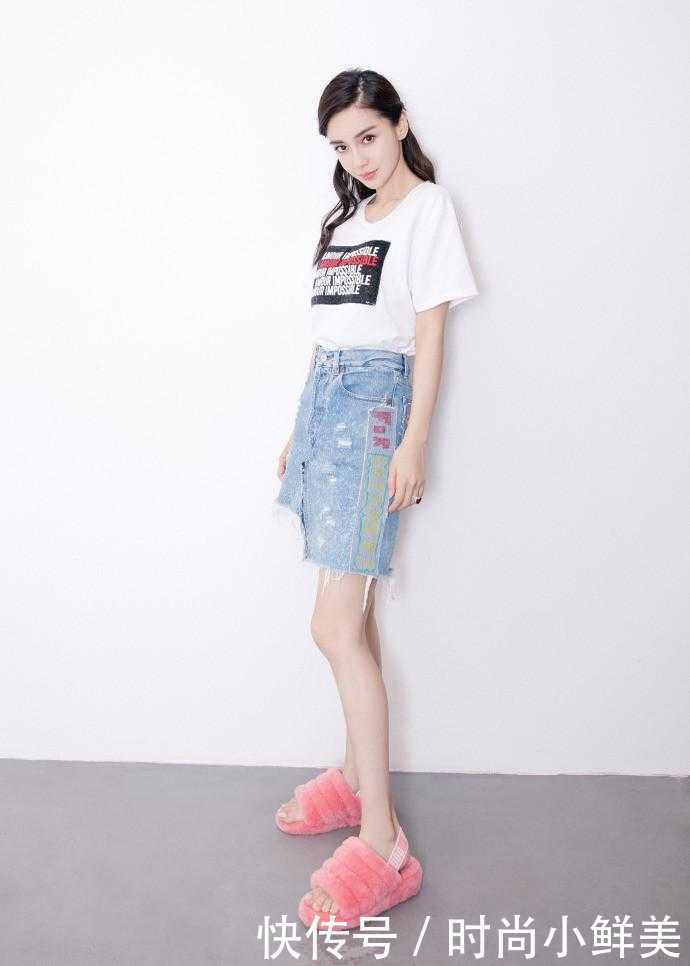杨颖真只有168？穿高腰裙搭T恤秀腿，网友：这腿比P过的还美
