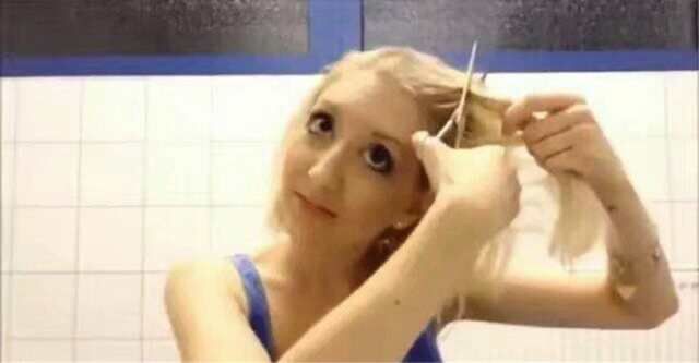 美女想知道自己光头样子，当她把头发剃光后，样子不要这么漂亮吧