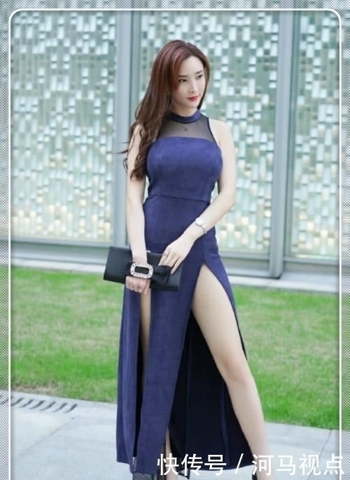 『气质』小姐姐“蓝莓色”的连衣裙,端庄优雅显气质,网友:心动了!