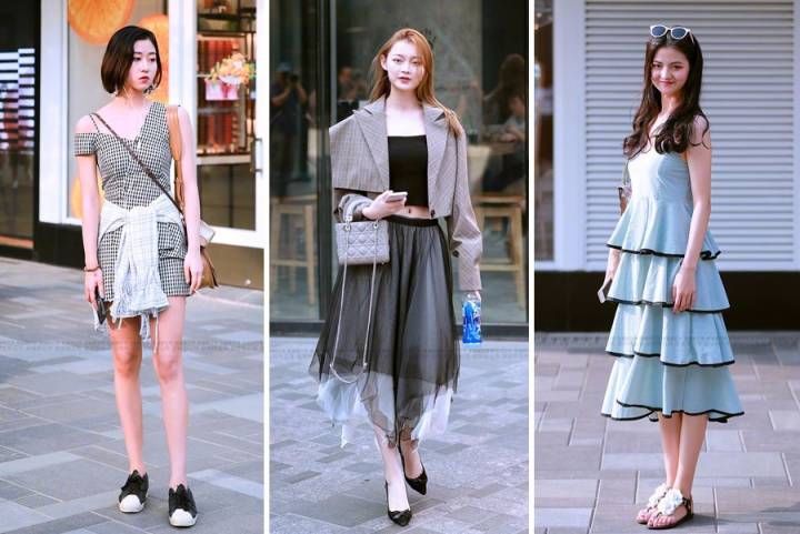 街拍:炎热的夏季里，爱美的姑娘可以选的衣服有很多